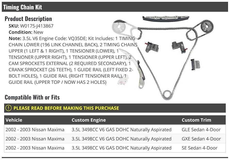 チェンジザドンジャングル Amazon.com: Timing Chain Kit - Compatible with 2002-2003